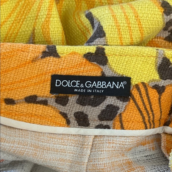 Dolce & Gabbana Auth Vibrant Yellow/Orange Floral Mini Skirt **Size 38/US 2** 🌻🌻 - Picture 5 of 6